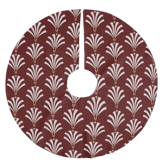 Art Deco 1920s Palmettos in Cranberry & White Polyester Weihnachtsbaumdecke (Vorderseite)