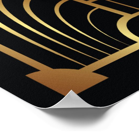 Art Deco 1920s Schwarz-Gold-Begrüßungszeichen Poster (Ecke)