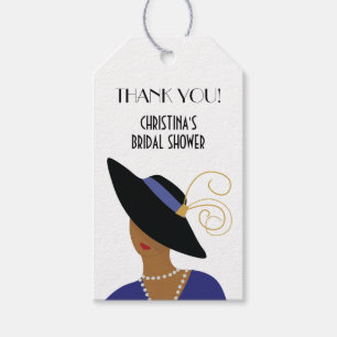 Art Deco 1930er Frauen im Black Hat Brautparty Geschenkanhänger