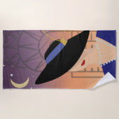 Art Deco 1930er Frauen in Hut mit Chrysler Gebäude Strandtuch (Vorderseite)