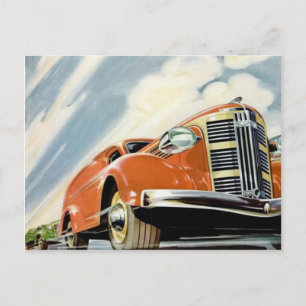 Art Deco 1930er Jahre Rote Motor Postkarte