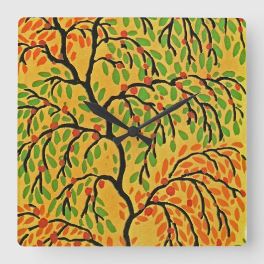 Art Deco #1 von Seguy im Emporio Moffa Quadratische Wanduhr (Vorderseite)