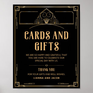 Art Deco 20s Karten und Geschenke Black Gold Hochz Poster