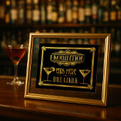 Art Deco 20's style "Cocktail Bar sign GOLD Poster