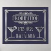 Art Deco 20's style "Cocktail Bar sign SILVER Poster (Vorne)