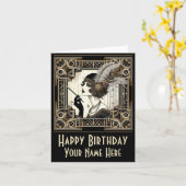 Art Deco 20ties Flapper No 3 Card personalisieren Karte (Gelbe Blume)