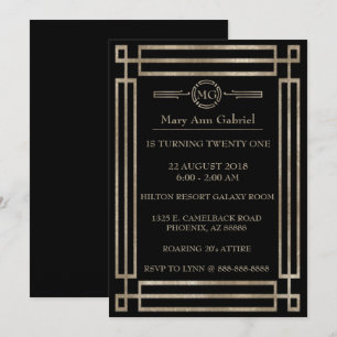 Art Deco 21. Geburtstag Party laden Einladung