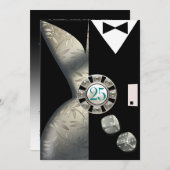 Art Deco 25 Jahre | Silber Einladung (Vorne/Hinten)