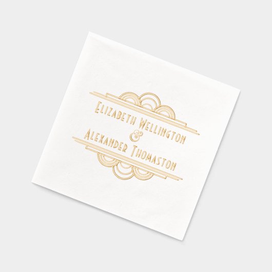 Art Deco 2 Name #3 Wedding Couple Servietten Mit Folie (Links)