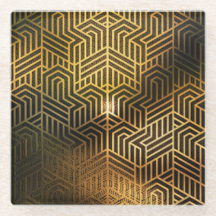 Art Deco 3D Illustration, Werbegeschichten. Glasuntersetzer