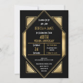 Art Deco 40 Jahre Rubinhochzeit Einladung (Vorderseite)