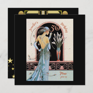 Art Deco 50. Geburtstag Gatsby Thema Einladungen