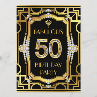 Art Deco 50. Geburtstagsparty Einladung