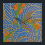 Art Deco #9 von Seguy im Emporio Moffa Quadratische Wanduhr<br><div class="desc">Vintages Art Deco pochoir Design von Eugene Alain Seguy.</div>