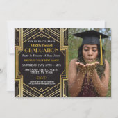 Art Deco Abschluss Foto Gatsby Party Gold der 1920 Einladung (Vorderseite)