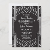 Art-Déco-Abschluss Silver Gatsby Party Einladung (Vorderseite)