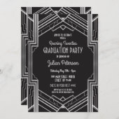 Art-Déco-Abschluss Silver Gatsby Party Einladung (Vorne/Hinten)