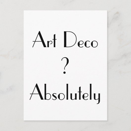 Art Deco Absolut Typografie Postkarte (Vorderseite)