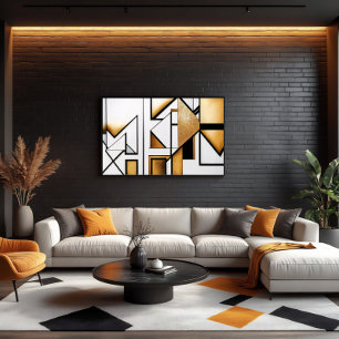 Art Deco Abstract Gold und Schwarz Leinwanddruck
