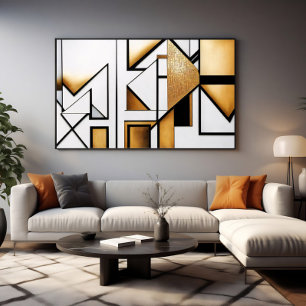 Art Deco Abstract Gold und Schwarz Poster