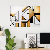 Art Deco Abstract Gold und Schwarz Poster (Heimbüro)