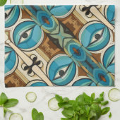 Art Deco Abstrakt Eyes Muster Geschirrtuch (Gefaltet)