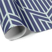 Art Deco Abstrakt Geometric Muster Blau Geschenkpapier (Rolleneckpunkt)