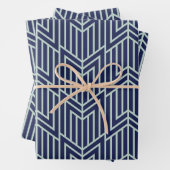 Art Deco Abstrakt Geometric Muster Blau Geschenkpapier Set (Beispiel)
