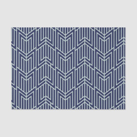 Art Deco Abstrakt Geometric Muster Blau Seidenpapier (Vorderseite)
