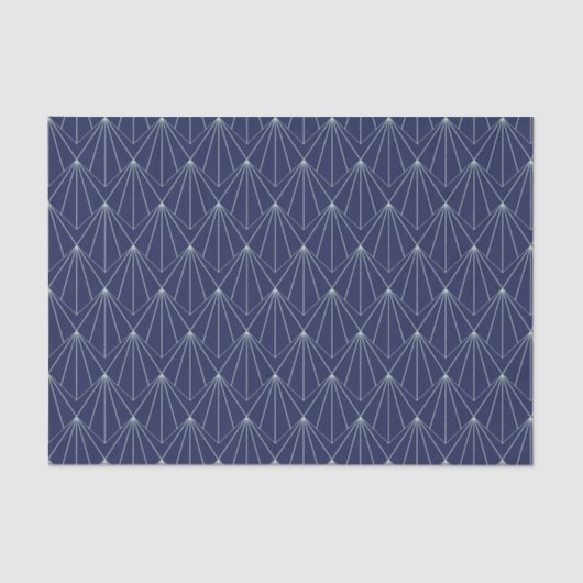 Art Deco Abstrakt Geometric Muster Dunkelblau Seidenpapier (Vorderseite)