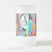 Art Deco Abstrakt Mattglas Bierglas (Mittel)