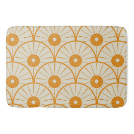 Art Deco Abstrakt Orange Sun on White Badematte