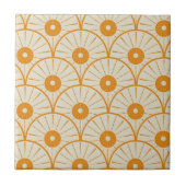 Art Deco Abstrakt Orange Sun on White Fliese (Vorderseite)