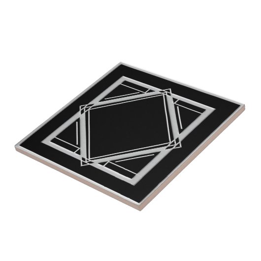 Art Deco Abstrakt Style Black and Silver Tile Fliese (Seite)
