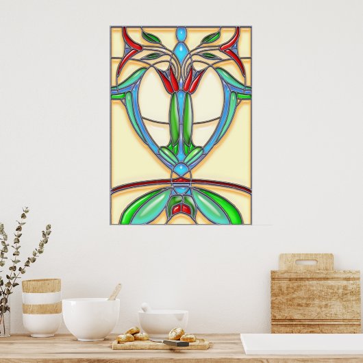 Art Deco Abstrakt Tulips Poster (Küche)