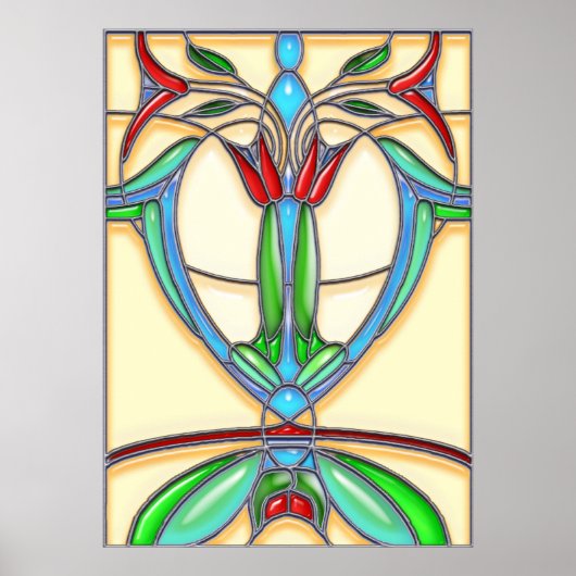 Art Deco Abstrakt Tulips Poster (Vorne)