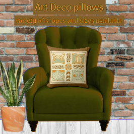 Art Deco Abstrakte Blüte mit Sage Green und Gold Kissen