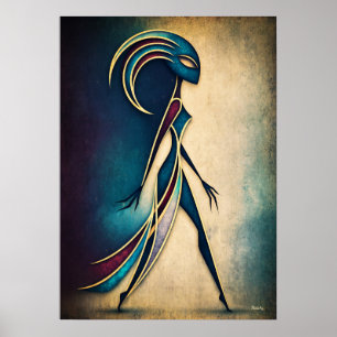 Art Deco Abstrakte Figur Geometrische Moderne Wand Poster