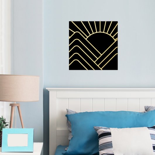 Art Deco Abstrakte Landschaft Schwarzes Gold Foliendrucke (In Situ (Schlafzimmer))