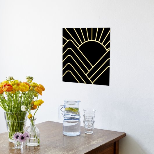 Art Deco Abstrakte Landschaft Schwarzes Gold Foliendrucke (Ablage(Küche))