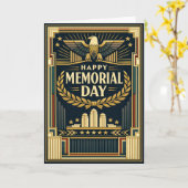 Art Deco Adler Monument Memorial Day Karte (Gelbe Blume)