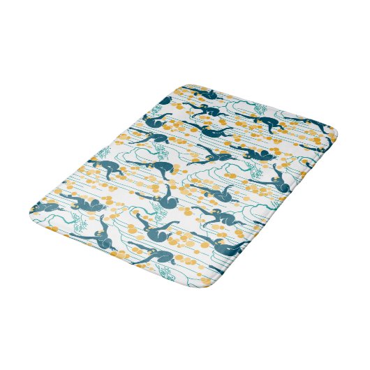 Art-Déco-Affen (Herbst) Badematte (Schrägansicht)