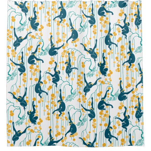 Art-Déco-Affen (Herbst) Duschvorhang (Vorderseite)