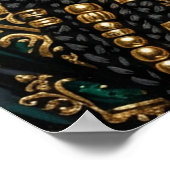 Art Deco Afrofuturismus Smaragd Gold Black Queen Poster (Ecke)