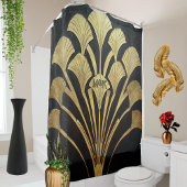 Art Deco Ägyptische Black Gold Monogram Initialen Duschvorhang