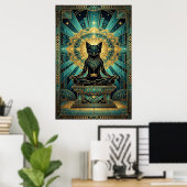 Art Deco ägyptische Pyramide Katzen Wandkunst Poster (Heimbüro)