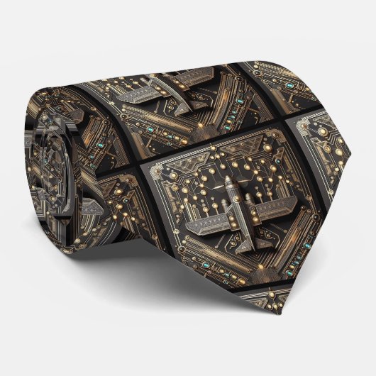 Art Deco Airplane Art Deco Circuit Board  Krawatte (Gerollt)