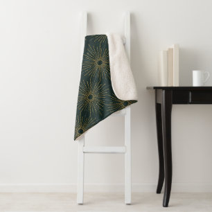 Art Deco Alabere   Forestgrüner Sternenexplosion Sherpadecke