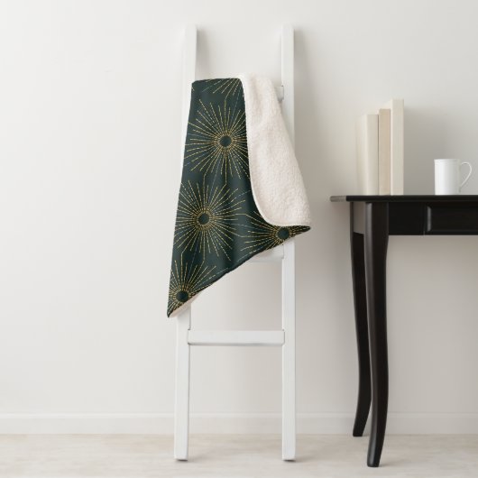 Art Deco Alabere | Forestgrüner Sternenexplosion Sherpadecke (Beispiel)
