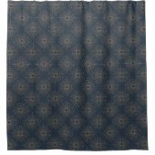 Art Deco Alabere | Midnightblauer Sternenexplosion Duschvorhang (Vorderseite)
